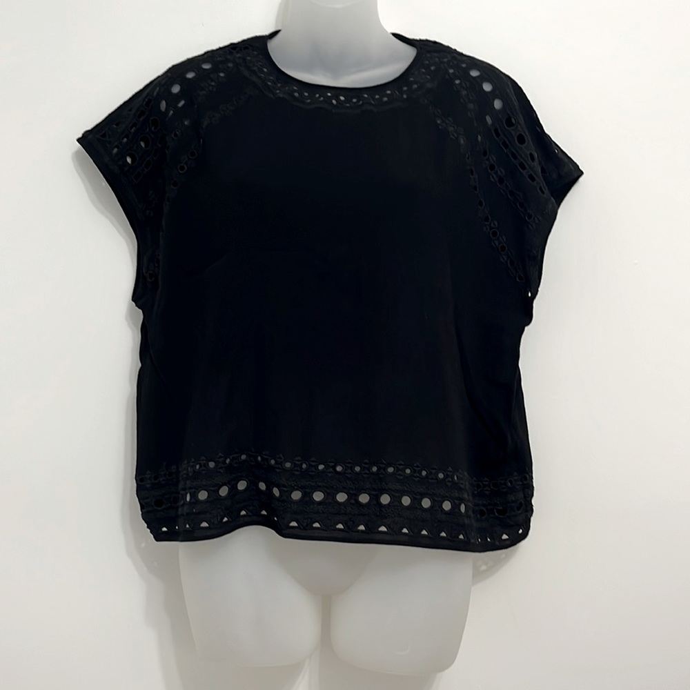 Wilfred black eyelet trim top L